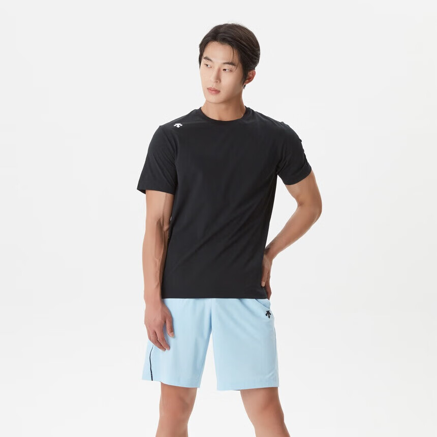 迪桑特（DESCENTE）迪桑特（DESCENTE）男士运动圆领夏季吸汗透气短袖T恤黑色  M(90)