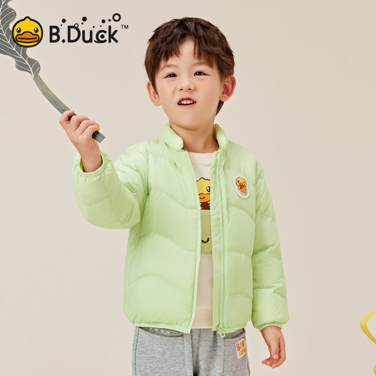 B.Duck【新品】小黄鸭童装儿童羽绒服轻薄秋冬款男童外套保暖开衫 俏皮黄 100 cm