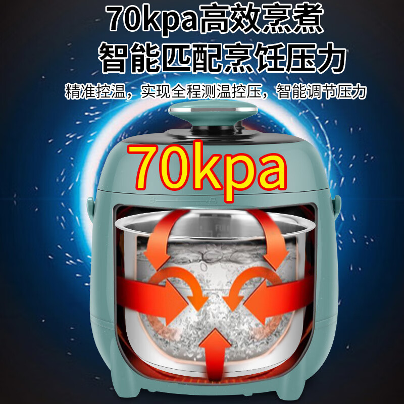 半球迷你电压力锅家用小型新款2-3人智能多功能全自动高压电饭煲 墨绿色 2.5L 不锈钢内胆【1-4人】