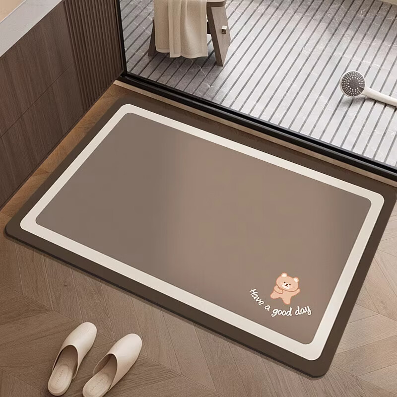 金玉铭川浴室地垫家用卫浴吸水垫速干防滑垫子卫生间厕所耐脏可擦免洗脚垫 GZN-小花-方形 40X60cm【吸水速干防滑】