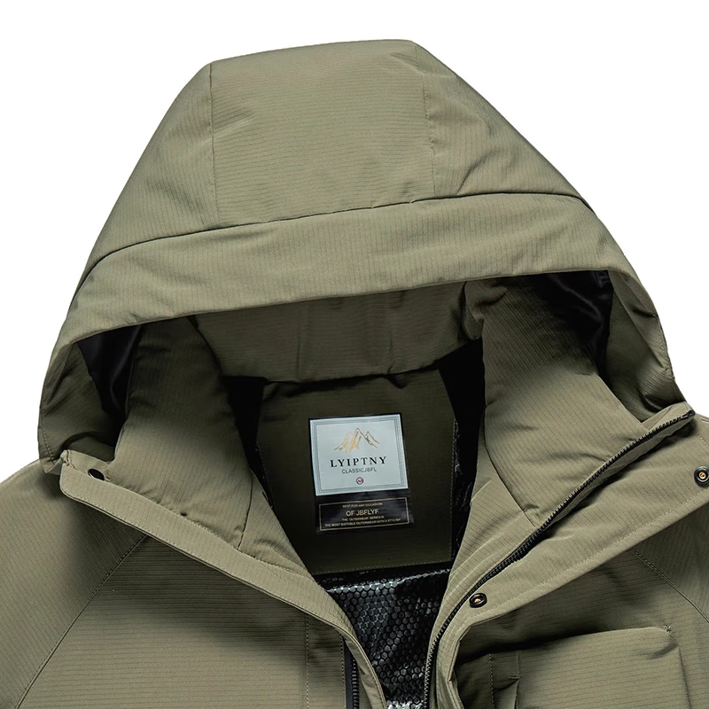 斯巴奴加厚羽绒服男短款2025冬季新款休闲连帽鸭绒保暖冬装外套潮工装 卡其色 M