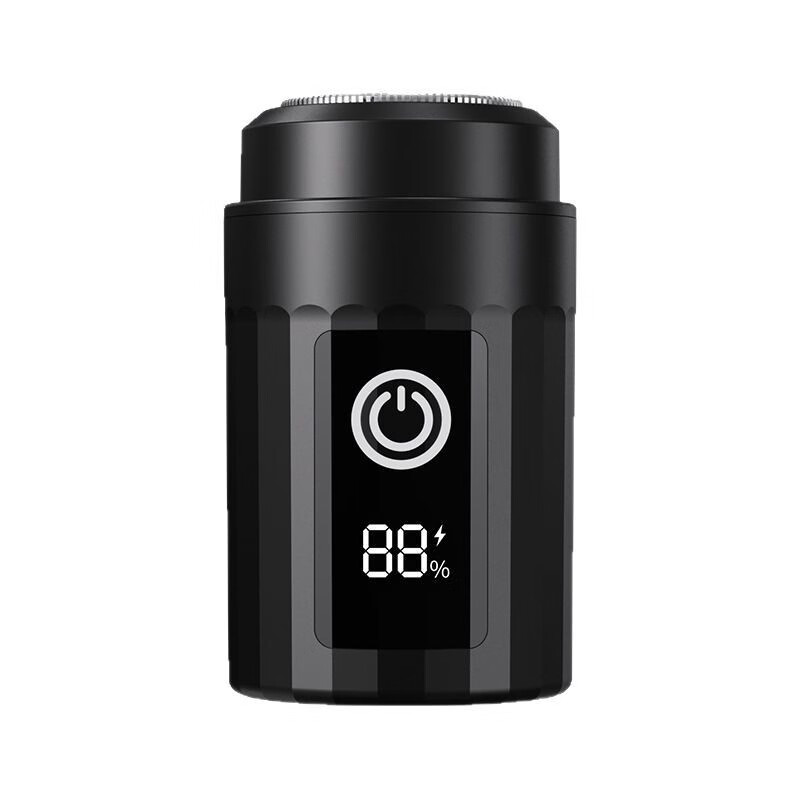 【直发】小飞碟电动刮胡刀USB充电迷你剃须刀男士便携式厂家直销 黑色【25年新款数显单头】 (1个装) 中文包装