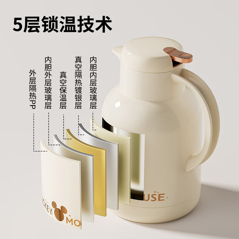 DEATKN德国保温壶家用大容量保温瓶宿舍学生2025新款保温水壶热水瓶暖壶 奶油白金_2L_【食品级无异味/匠心精工】