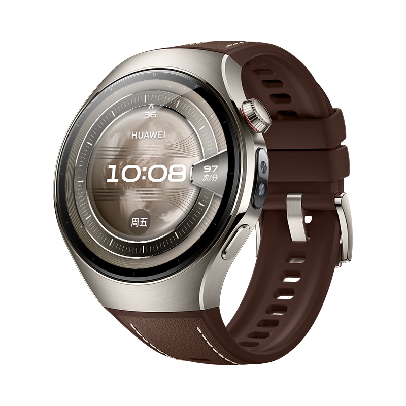 華為（HUAWEI）WATCH 5 鴻蒙AI智能手表 首創(chuàng)X-TAP智感窗 藍(lán)寶石玻璃表鏡 鴻蒙AI腕上小藝 eSIM通信 46mm木星棕 （鈦合金表殼）