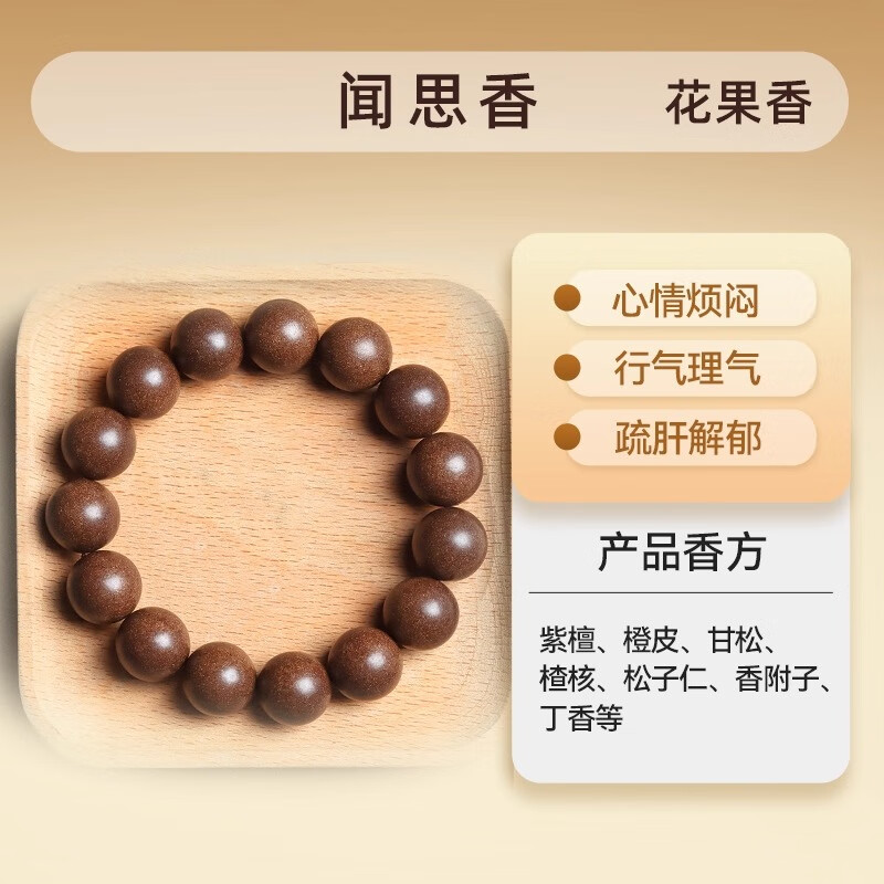 GOYN天然中药手串五行合香珠非遗自制手工古法疏肝解郁情绪稳定药香珠 闻思【疏肝解郁 爱生气】 8mm*23颗