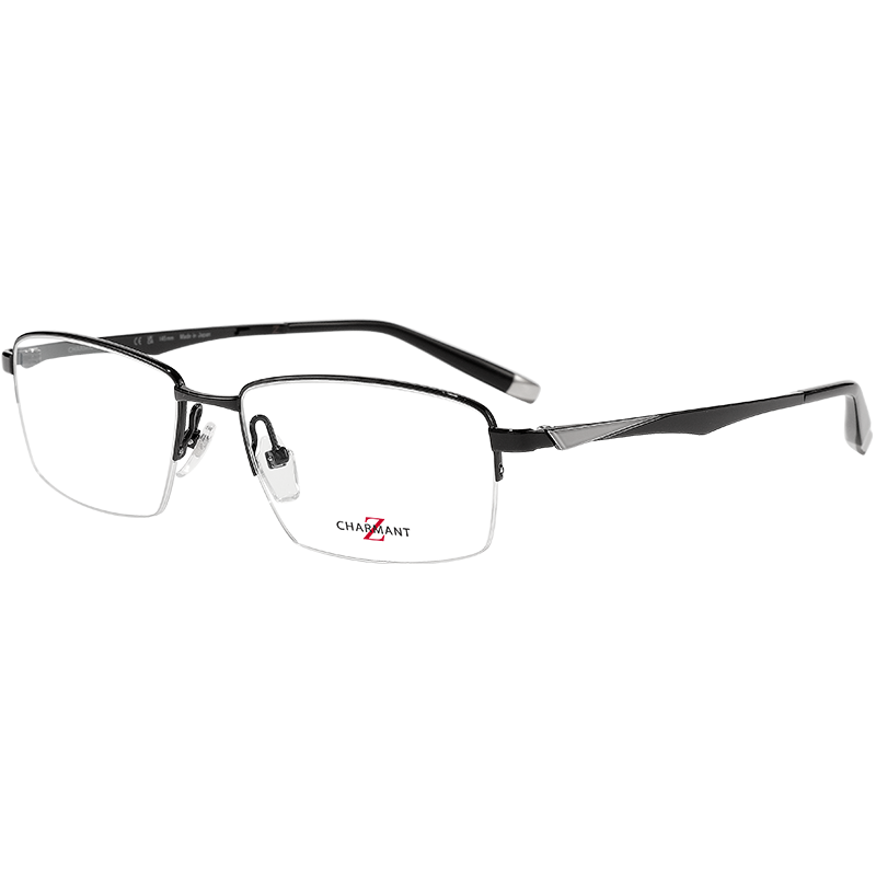 夏蒙(Charmant)近视眼镜男Z钛系列商务半框钛合金镜架简约舒适半框眼镜男 ZT27110-BK 黑色