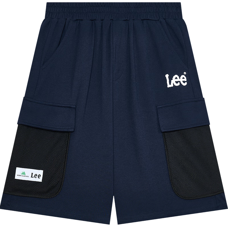 Lee童裝兒童速干短褲2025新款夏季休閑五分褲抑菌防螨男女童工裝褲子 藏青色 165 cm