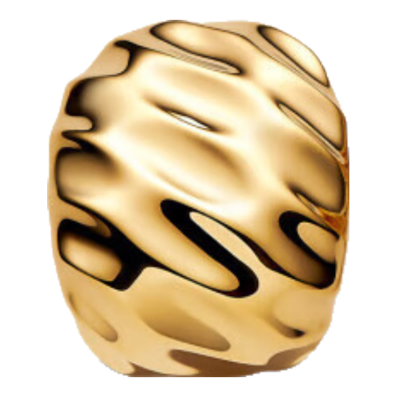 潘多拉（PANDORA）ESSENCE天性波紋寬圈耳環(huán)金色個性簡約紋理設(shè)計生日禮物送女友 金色 均碼