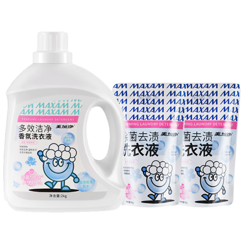 美加净除菌香氛洗衣液3kg*1套 添加APG酵素表活 除菌除螨 温和去污
