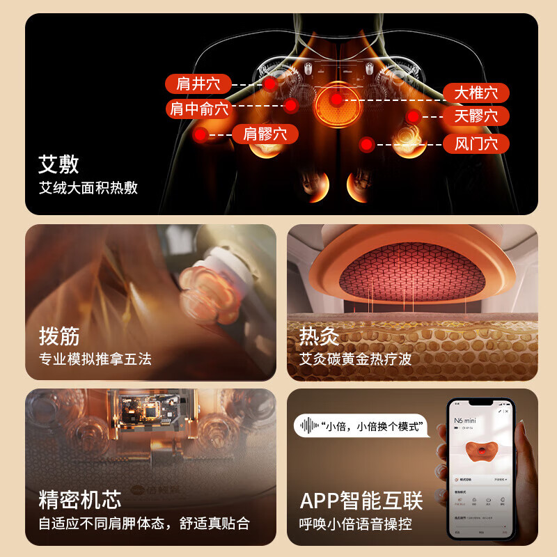 倍轻松(breo)颈椎按摩器 N6mini 按摩仪 肩颈斜方肌腿腰颈部实用生日 送老婆男女友父母长辈 教师节礼物 重磅新品】N6mini-2代【肩周热灸版】
