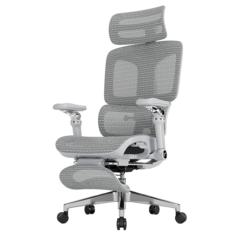 Everseat Flex6Ultra人體工學椅電腦椅辦公椅雙層網(wǎng)布線控底盤安全高承重 晨霧灰+鋁合金腳+腳托