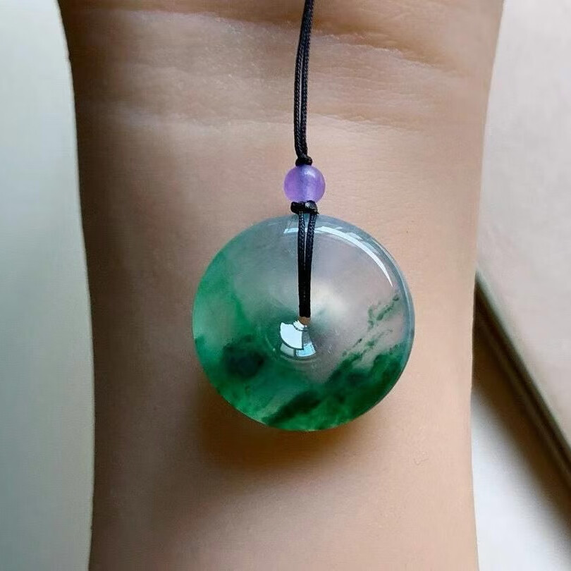 一石一刻a货缅甸翡翠玻璃种飘彩怀古飘彩十分有韵味种老起胶品相佳