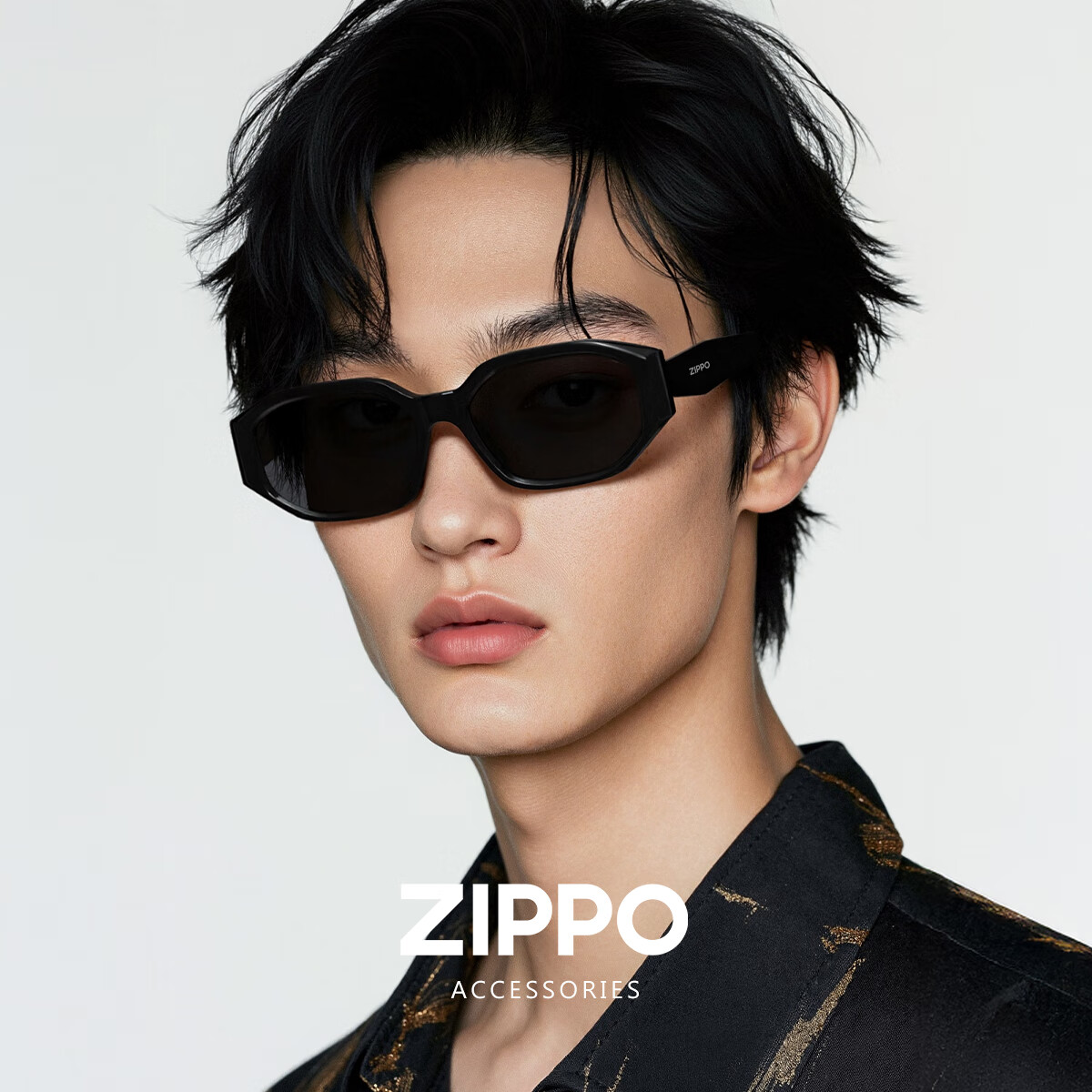 ZIPPO美国墨镜潮搭小框猫眼方防紫外线开车太阳镜女尼龙高清 C01曜石黑