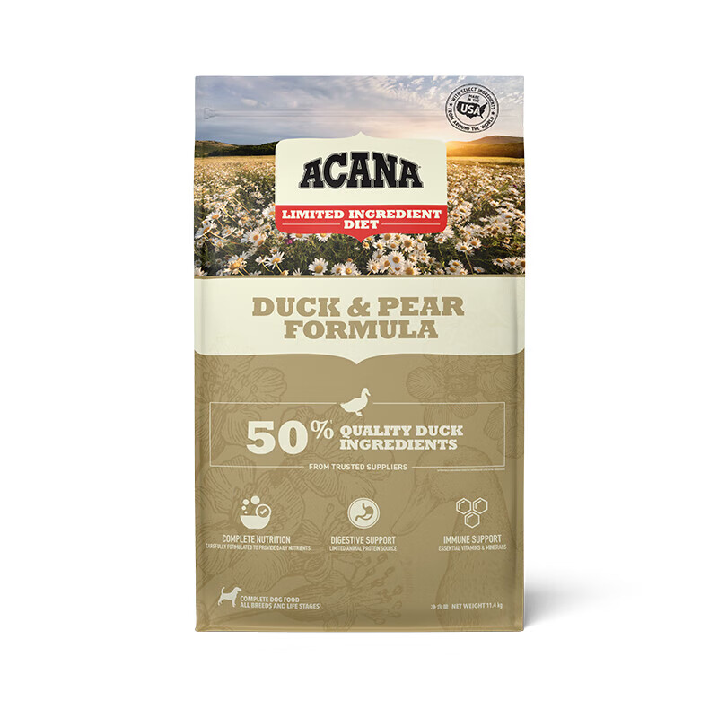 愛肯拿（ACANA）爱肯拿狗粮清火 鸭肉梨成犬幼犬 低敏去泪痕通用原装进口粮11.4kg