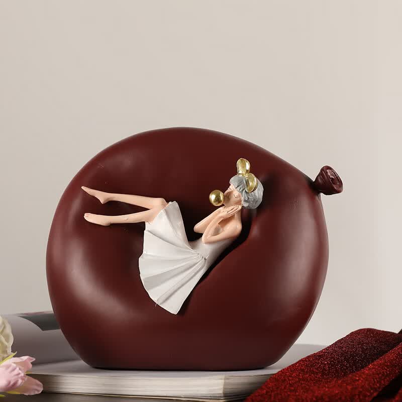 集思美 现代创意轻奢电视柜装饰摆件客厅组合工艺品办公室玄关酒柜摆设 气球女孩酒红色