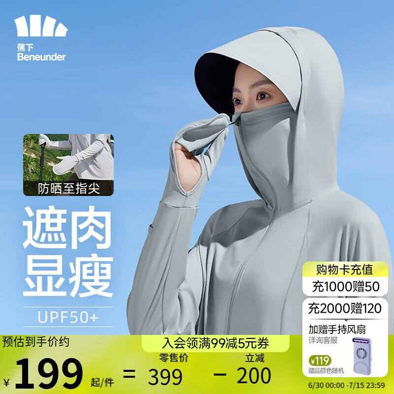 蕉下（beneunder）指尖呵护凉感冰丝防晒衣女upf50+防紫外线浅月灰L