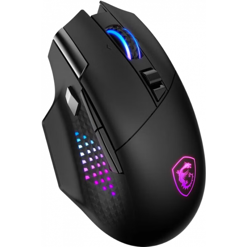 微星（MSI） VERSA PRO RGB无线游戏鼠标四向滚动全面掌控人体工程学设计13个可编程键防滑表面为游戏玩家设计 黑色