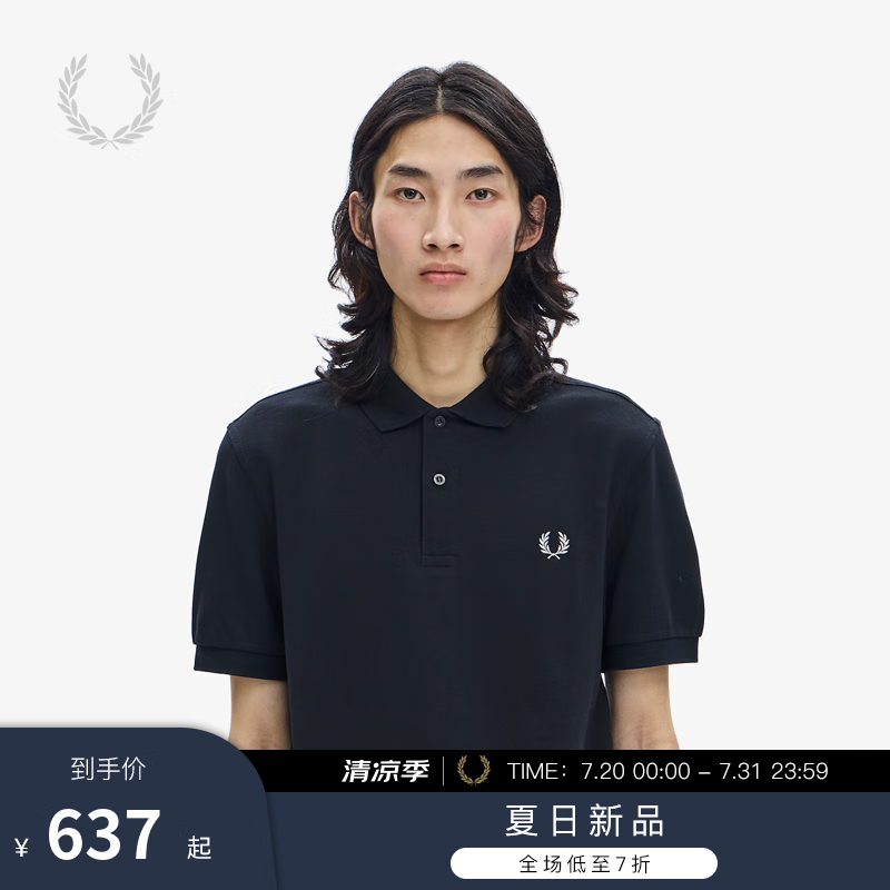 Fred Perry男士POLO衫2025夏季休闲麦穗重磅短袖多彩T恤M6000 906/黑色 M 此款尺码偏大