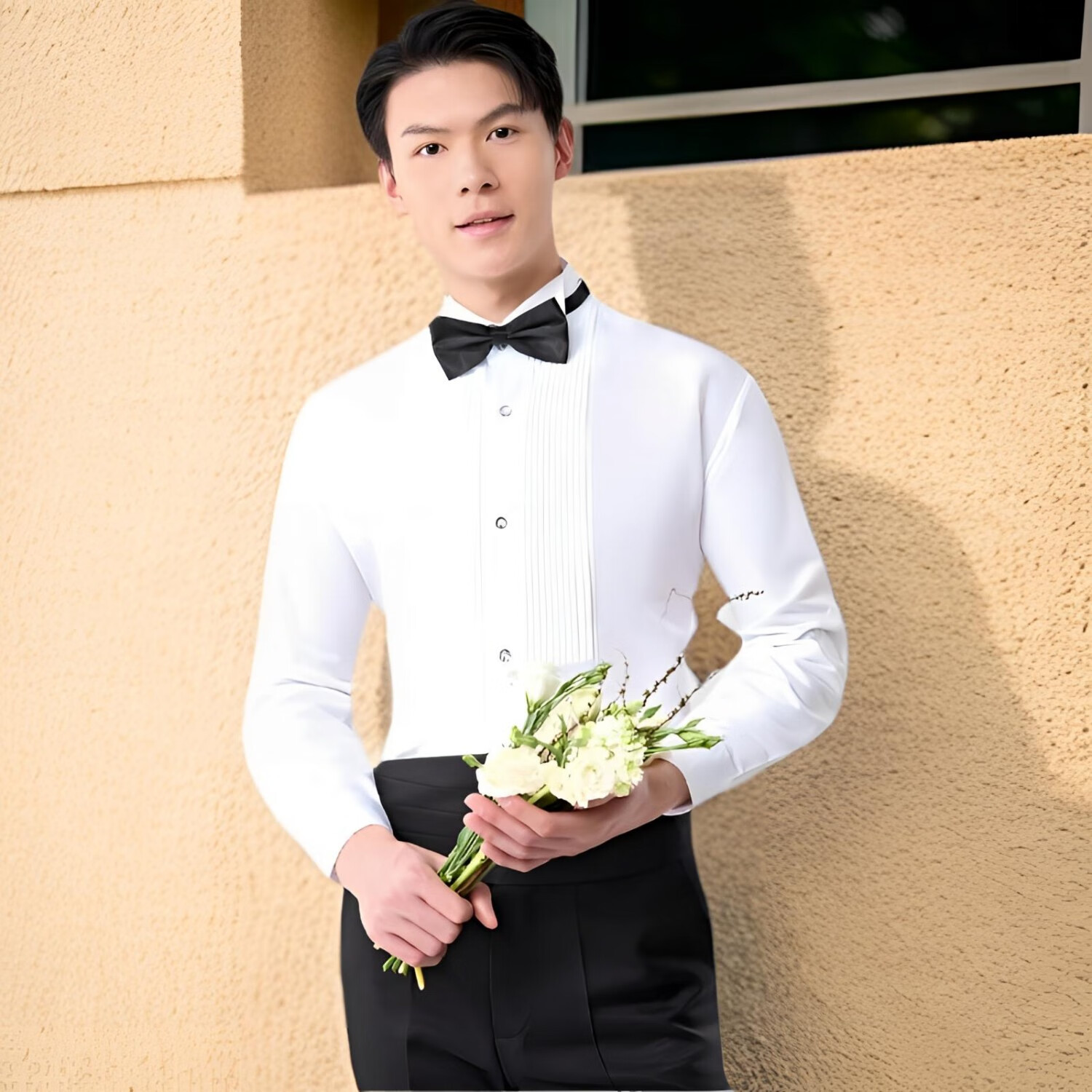 舞台大合唱演出服白衬衫男士礼服领结衬衫燕子领新郎伴郎结婚衬衣