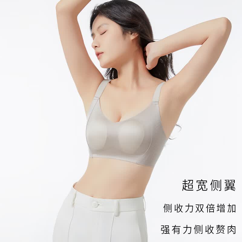chunnian2025新款无痕内衣女大胸显小兔耳朵杯防走光薄款果冻条提拉文胸罩 RX-大U兔耳杯852-香槟 2XL