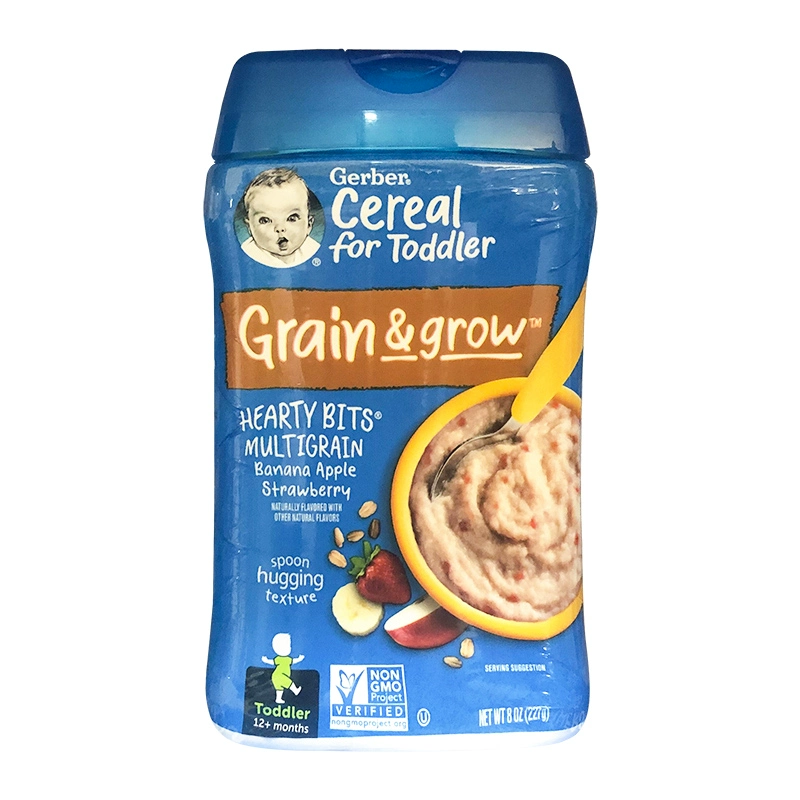 嘉宝（GERBER）新品嘉宝配方米粉A2β-酪蛋白益生菌高铁婴儿米粉营养好吸收 4段苹果香蕉草莓谷物227g(12月龄起)