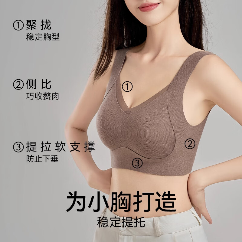 NW HAREM无痕提拉内衣女聚拢文胸收副乳防下垂上托软支撑秋冬季调整型胸罩 香槟 2XL 码【推荐体重145-165斤】