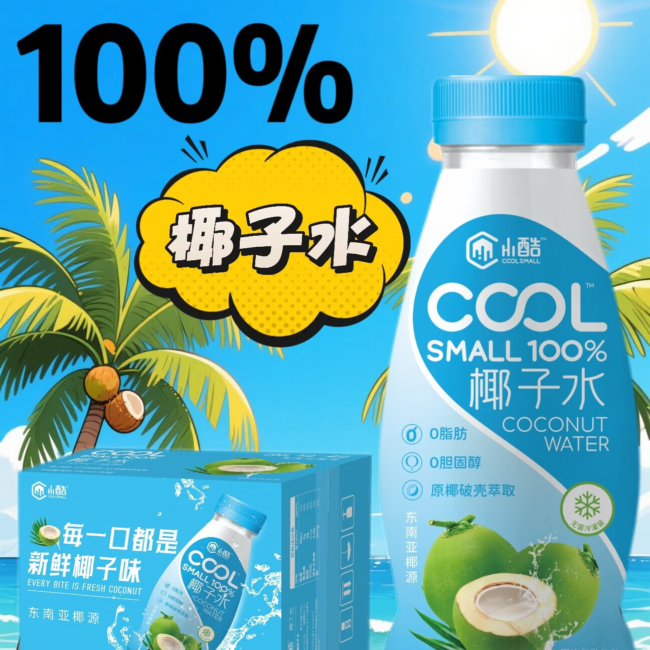 小酷 COOL SMALL100%NFC椰子水310g孕妈妈放心喝运动健身电解质果汁饮料 椰子水310g*20瓶
