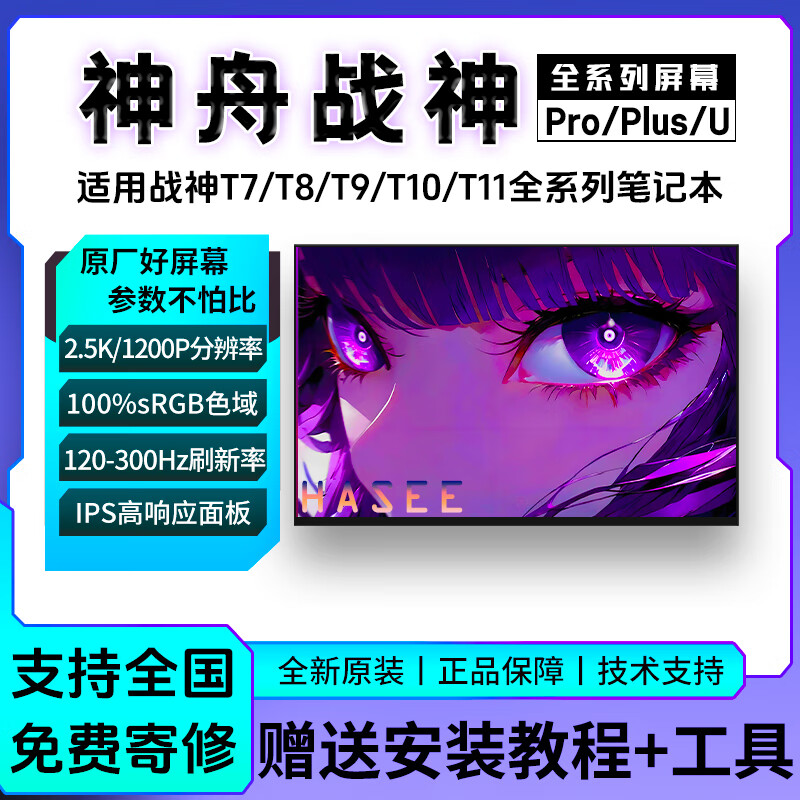 神舟战神T8/T7/T9/T10/T11 Pro/Plus/Ultra TX7/TX8/TX9 R579屏幕 战神T7-DA5/7NP 1920*1200 45%NTSC色域165HZ