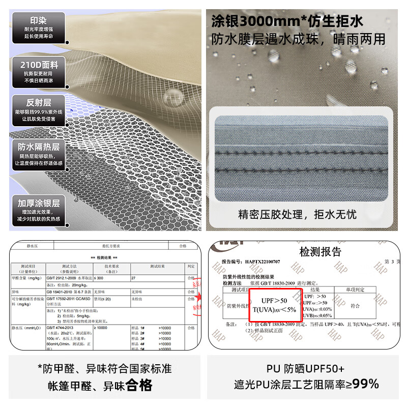 THE STRONG诺亚舟10户外露营帐篷自动速开防雨过夜防晒遮阳装备 雾灰涂银(3-4人) 两室一厅