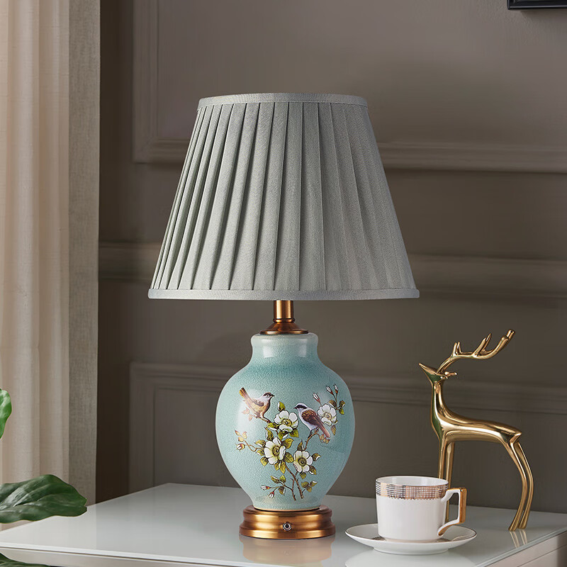 卡希蒂纳陶瓷轻奢充电小台灯欧式客厅书房卧室床头灯美式复古触摸温馨浪漫 TC315陶瓷台灯 充电开关