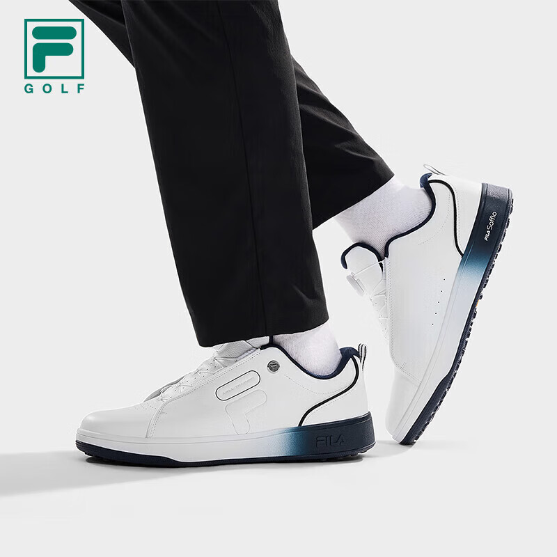 斐乐（FILA）1911软钉高球鞋男鞋2025秋季新款BOA运动鞋综训鞋高尔夫 明亮白-BW 41