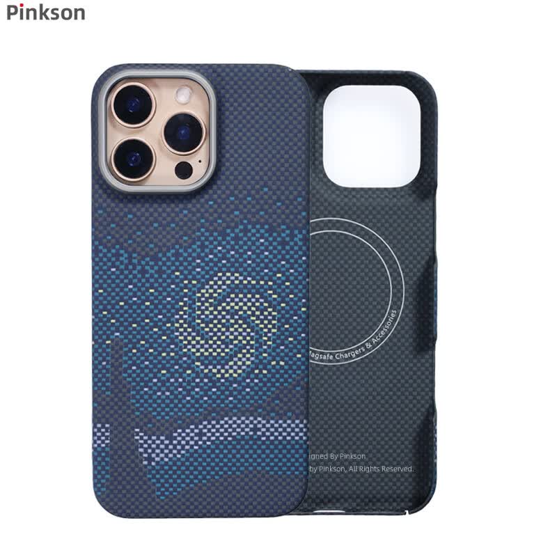 Pinkson 苹果12ProMax手机壳iPhone13保护套超薄凯夫拉芳纶碳纤维防摔商务男新款14ProMax磁吸轻薄 【Magsafe磁吸款/梵高星月夜】 iPhone12ProMax