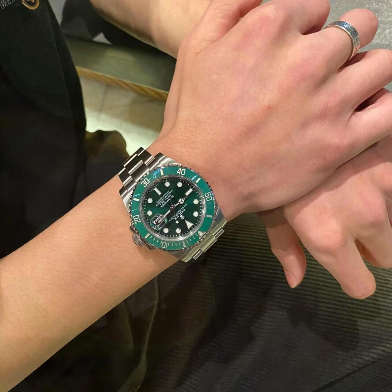 【二手99新】劳力士男表 自动机械后升级改装潜航者黑绿水鬼游艇后换外壳男神款奢侈品40表径 劳力士3135 劳力士3135-后改绿水鬼