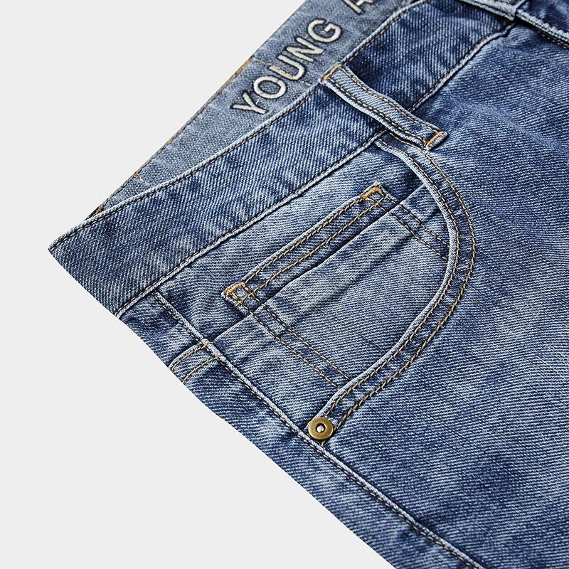 HLA海澜之家旗下黑鲸牛仔中裤男年夏季直筒裤男休闲CKMNW25001A