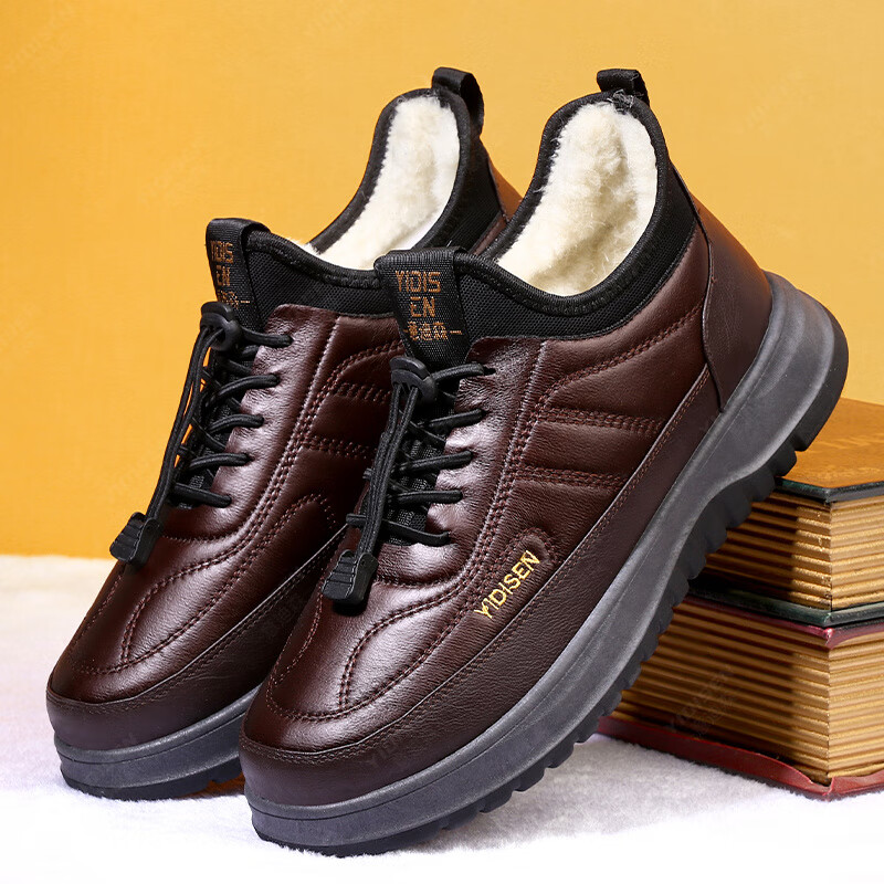 意迪森棉鞋老北京布鞋男加绒加厚保暖柔软防滑防水面一脚蹬男士中老年 黑色加绒 加绒 39 (245mm)