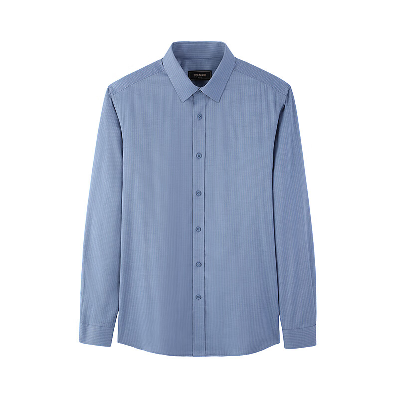 雅戈尔（YOUNGOR）2025秋冬季长袖衬衫男棉混纺面料羊毛绒内胆保暖衬衫温暖舒适 蓝色条纹VLBN119702HJA 42 （180/100A）