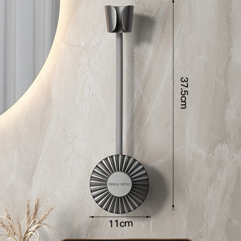 天地鱼（TDYU）卫生间懒人吹风机支架免手拿风筒解放双手电吹风置物架壁挂免打孔 格调灰·吹风机支架