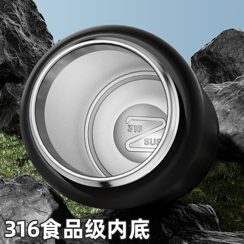 皇家洛克保温杯弹跳盖杯子316不锈钢大容量学生水杯车载礼物教师节礼物 白色350ml