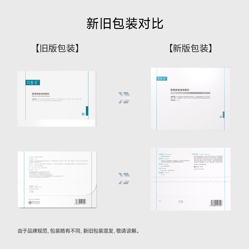 可复美医用皮肤液体敷料补水次抛状创面护理1.2mLx7支x4袋/盒