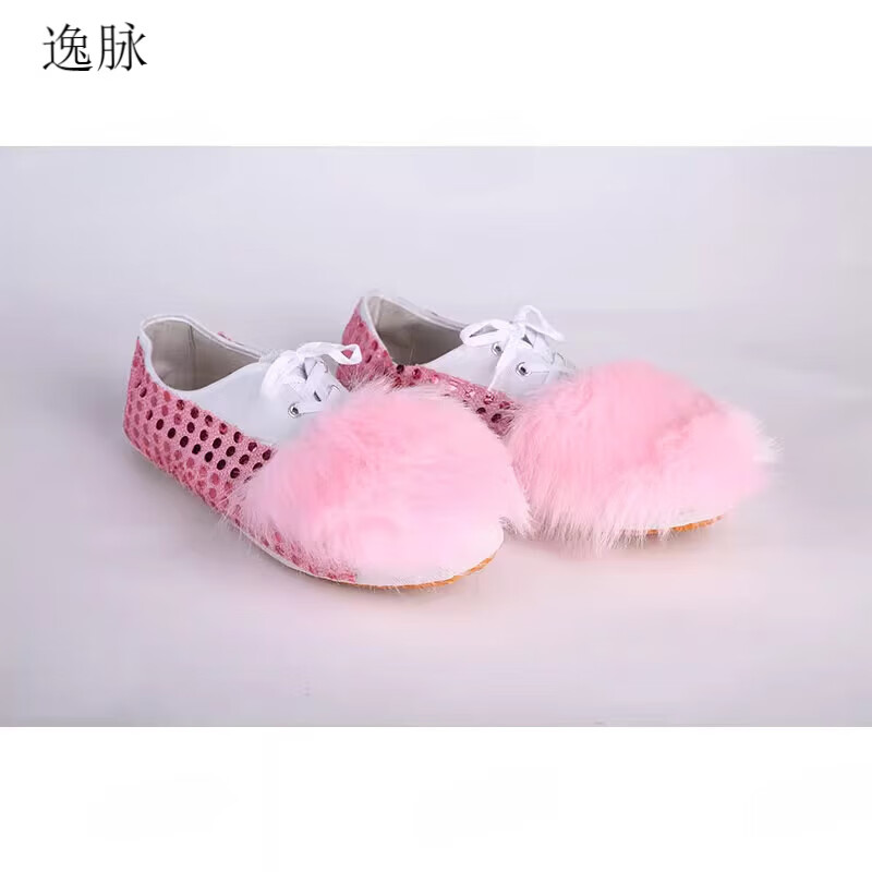 鞋舞狮醒狮专用鞋子仿羊毛醒狮鞋南狮鞋狮鞋狮子鞋用品道具 粉红色