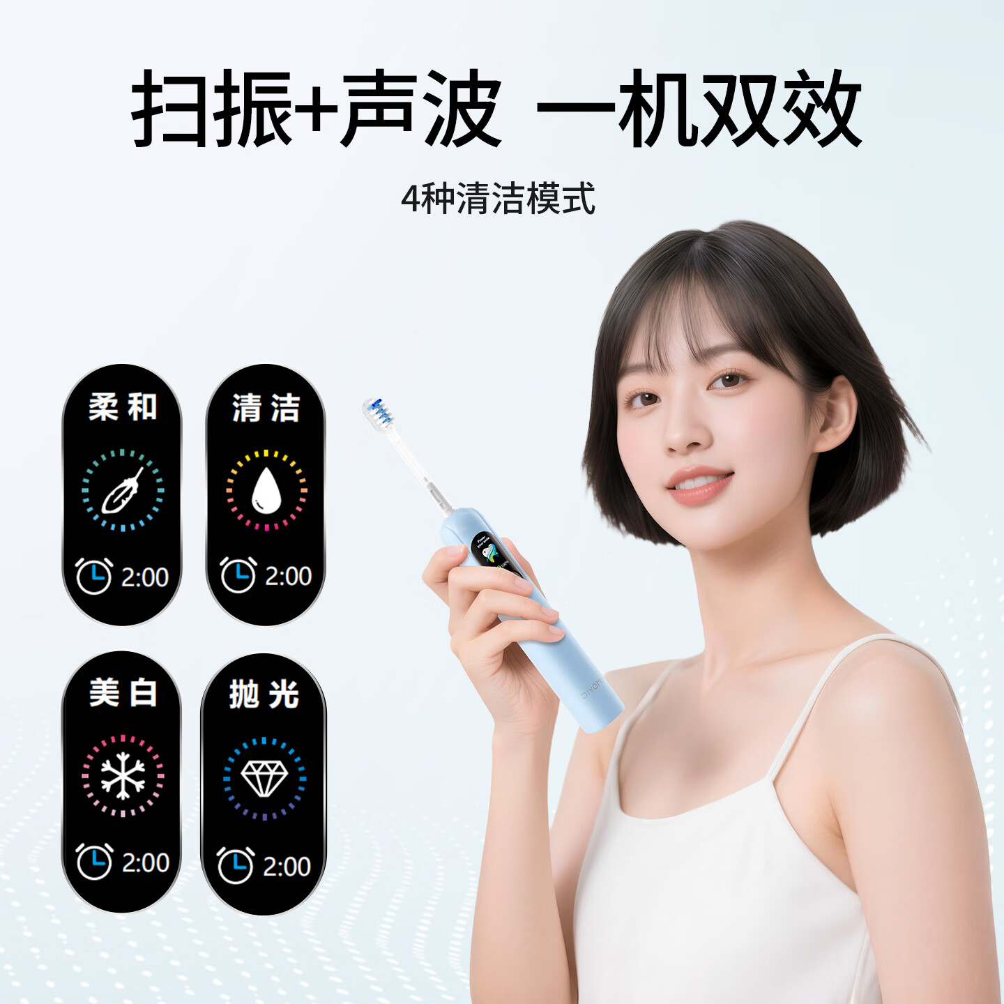帝优美DIYOMI扫振电动牙刷大屏智能深度清洁护龈软毛家用旅行牙刷成人情侣生日过节实用礼物礼盒款S5pro 【扫振3.0】千禧粉+到手4刷头