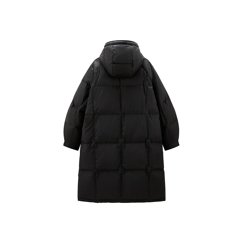 乐町【商场同款】连帽廓形羽绒服冬新款中长款外套C2ACE4531 黑色 M