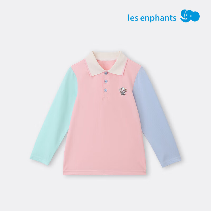 丽婴房（Les enphants）儿童长袖T恤男童polo衫女童典雅学院风拼接撞色Polo衫上衣2025新 拼接白 140 cm