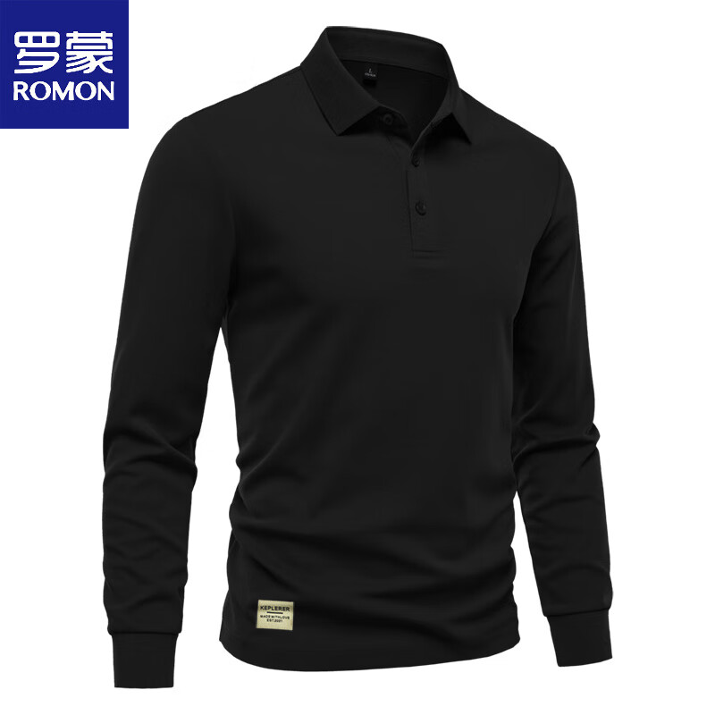 罗蒙（ROMON）新款polo衫男长袖春秋季翻领上衣卫衣商务休闲纯色高端t恤 米杏色 2XL 体重145-160斤