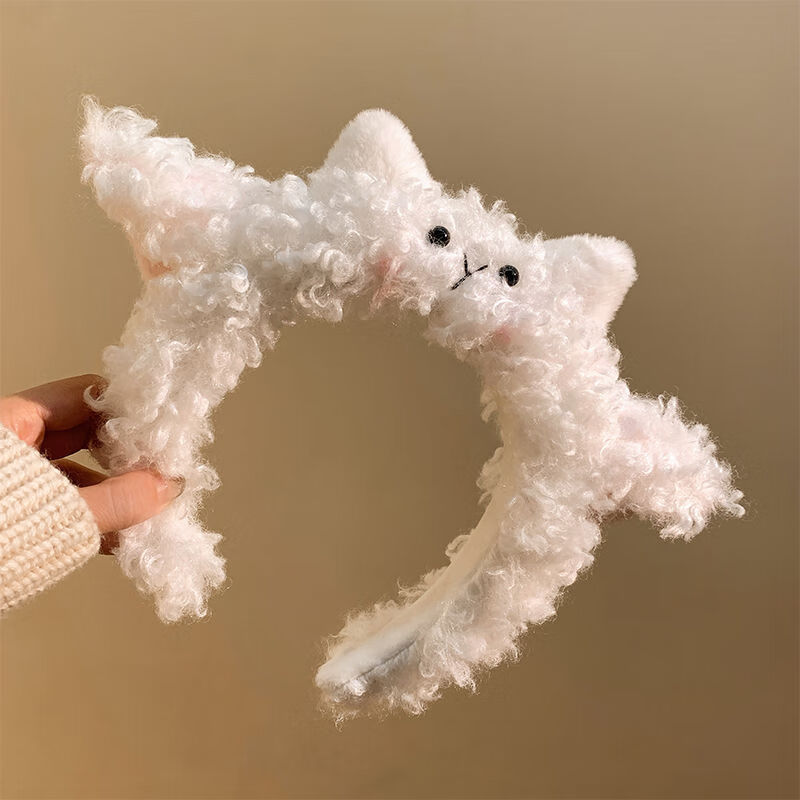 芠拉可愛(ài)卡通毛絨洗臉發(fā)箍女秋冬外出百搭防滑壓發(fā)時(shí)尚頭箍發(fā)卡超萌 小羊發(fā)箍