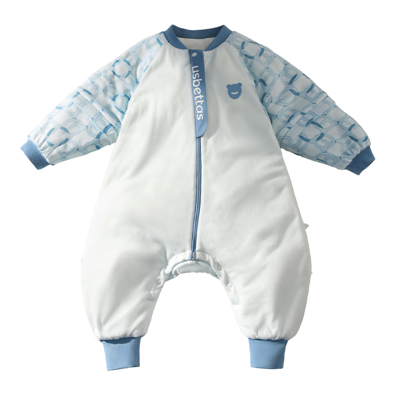 贝肽斯婴儿睡袋胎脂皮恒温儿童分腿睡袋婴幼儿防踢被秋冬加厚 贝羽蓝M