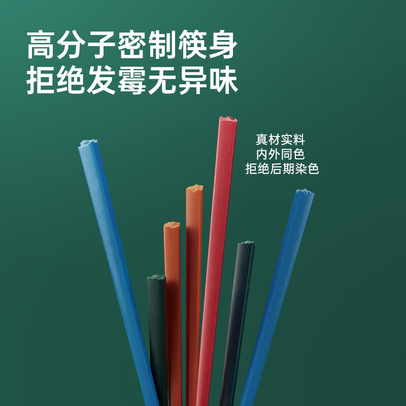 炊大皇 COOKER KING合金筷子家用一人一筷防霉防滑快子酒店专用餐具 分色筷子 5双