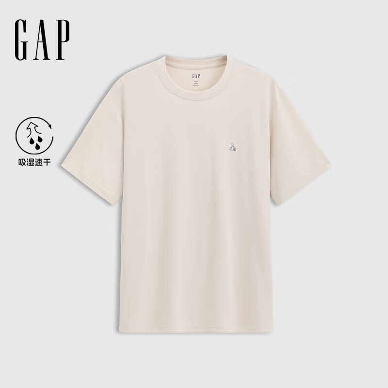 GAP男女装夏季款小熊刺绣吸湿速干短袖T恤宽松上衣727518 米色 XS (165/84A) 亚洲尺码