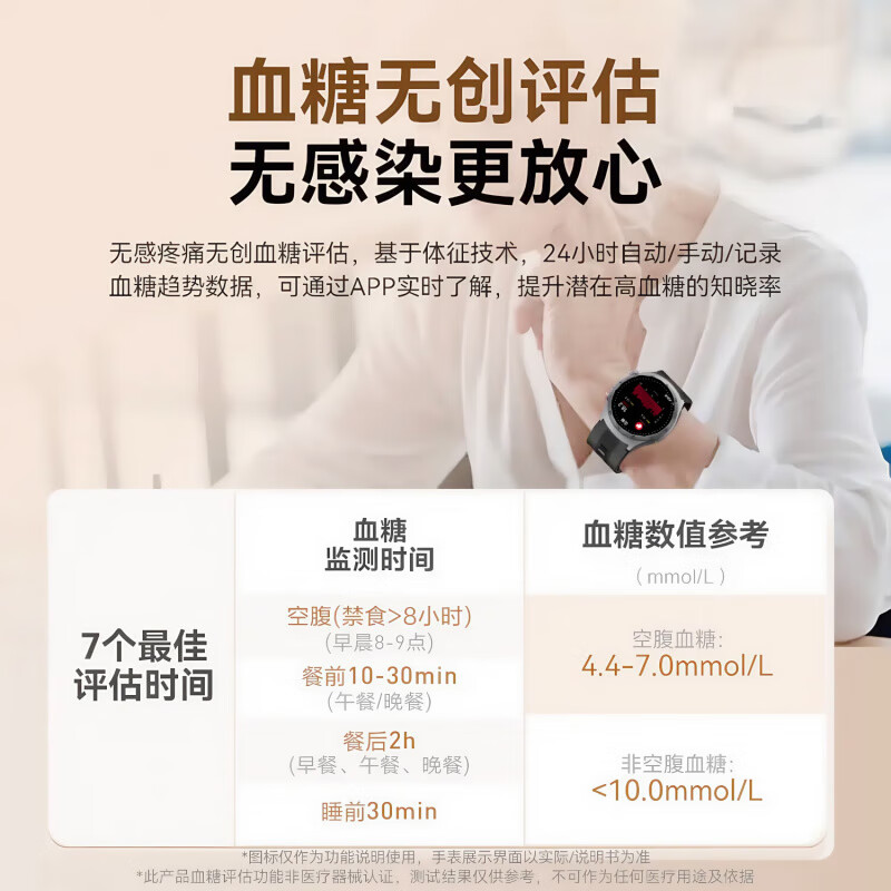 HKVW鸿蒙智能手表血糖血压监测手表测心率血氧血脂尿酸睡眠一体机健康手表手环通话智能健康 轻奢黑 全自动气泵血压测量 实时动态监测-升级精准度-蓝牙通话-血糖尿酸血脂