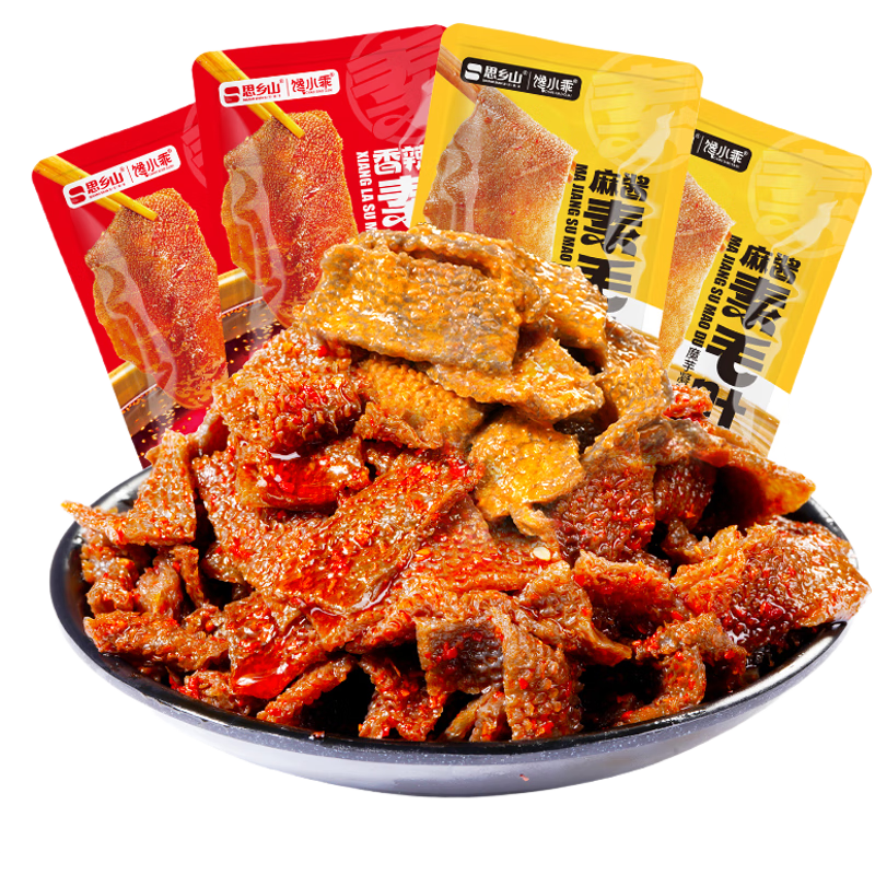 思乡山魔芋爽辣条小零食辣素食魔芋香辣味素毛肚素400g便携50包